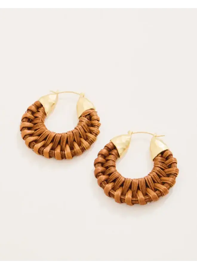 Wicker Hoop Earrings Brown