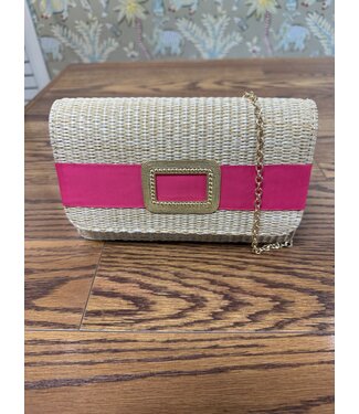 LISI LERCH STRAW RUBY WITH RIBBON /GOLD BUCKLE