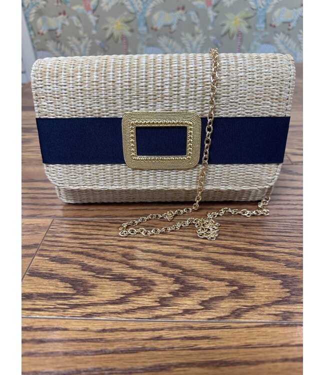 LISI LERCH STRAW RUBY WITH RIBBON /GOLD BUCKLE