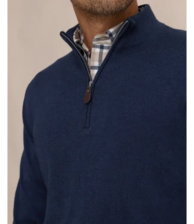 Southern Tide M LS Whitehaven Heather Quarter Zip Sweater