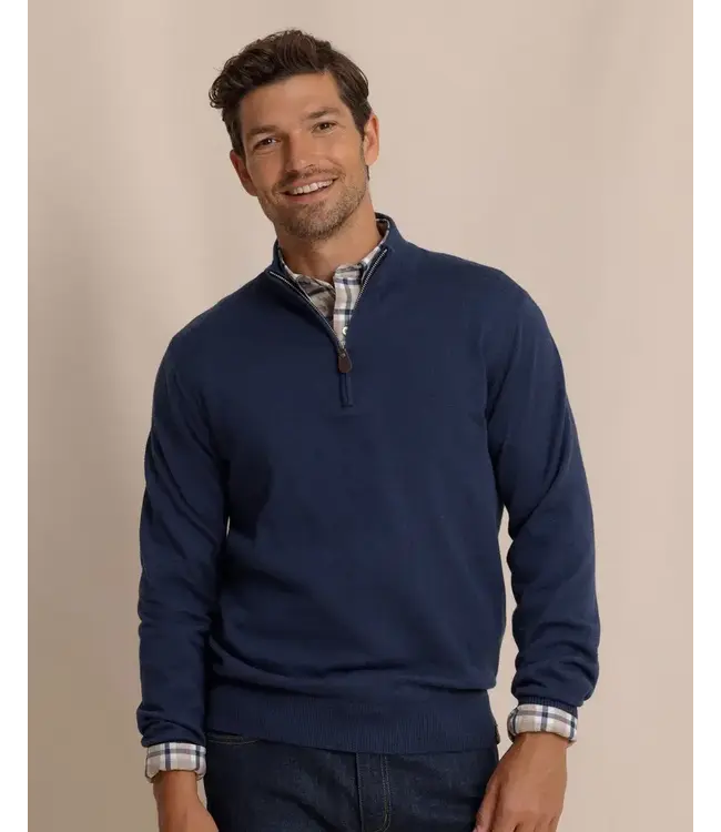 M LS Whitehaven Heather Quarter Zip Sweater