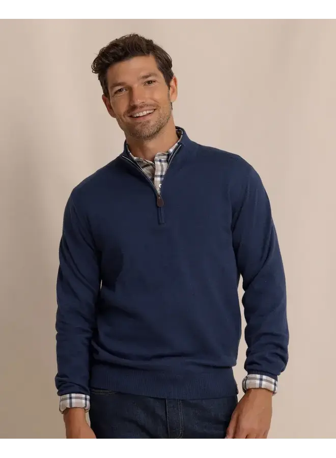 M LS Whitehaven Heather Quarter Zip Sweater