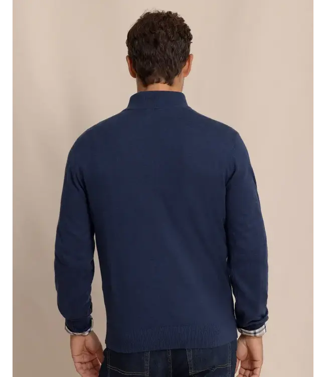 Southern Tide M LS Whitehaven Heather Quarter Zip Sweater