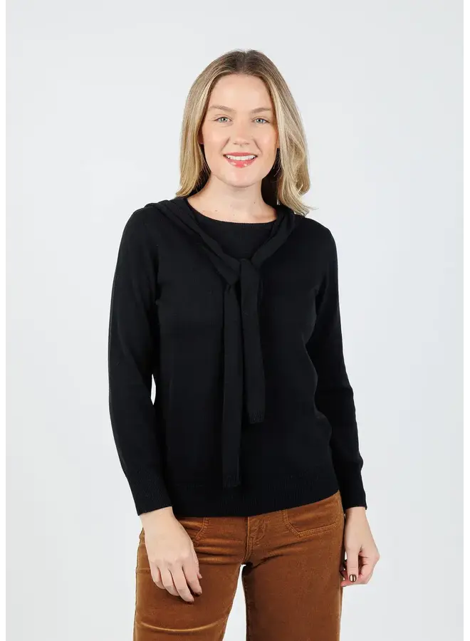 SLOANE 3/4 SLEEVE TIE SHOULDER SWEATER