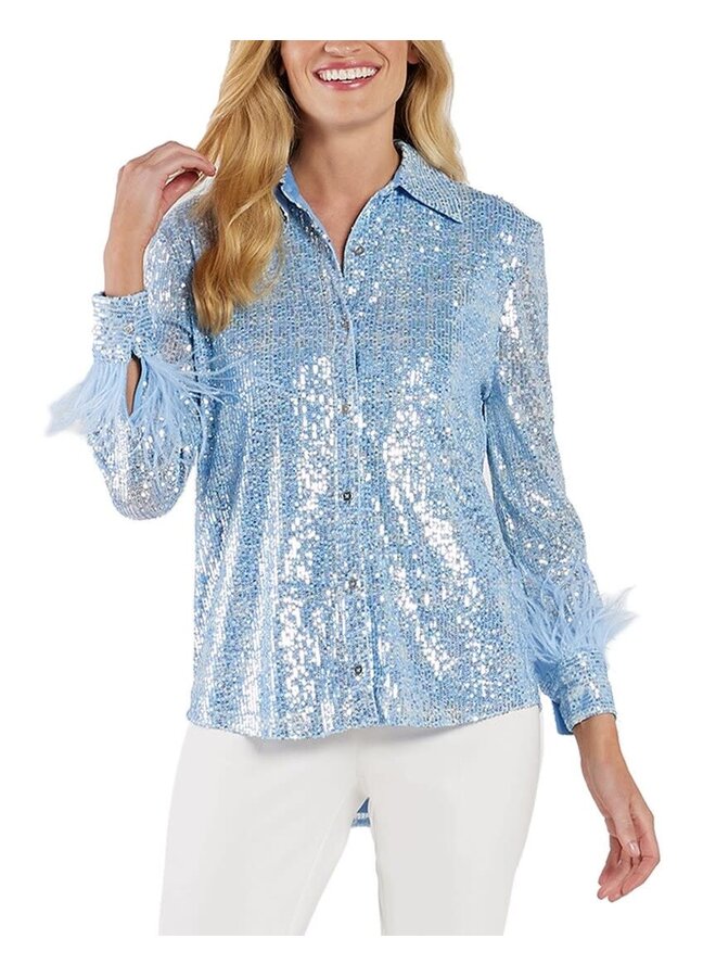 BRANDY BLOUSE SEQUINS W/FEATHERS