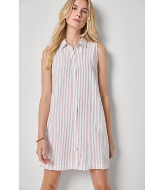 Lilla P STRIPED BUTTON DOWN DRESS
