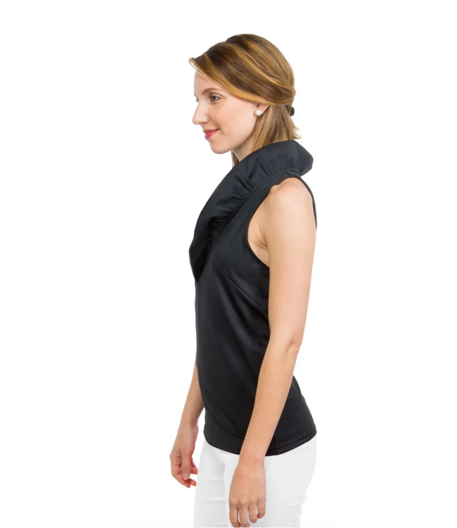 Jersey Sleeveless Ruffneck Top