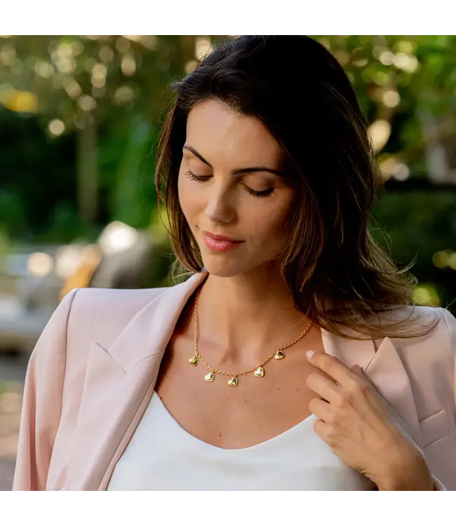 Heart Multi-Station Necklace, 16"+2" - Gold