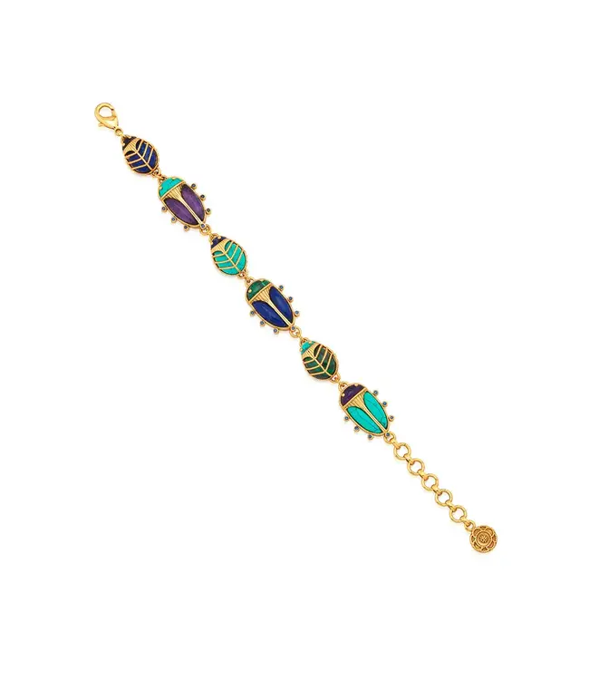 Scarab Family Link Bracelet, 7"+1.5" - Multi