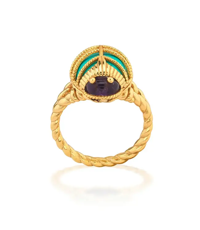 Scarab Petite Ring - Amethyst/Turquoise, Size 7