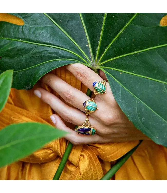 Scarab Petite Ring - Amethyst/Turquoise, Size 7