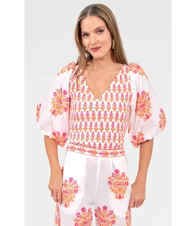 CRINKLE DIMPLE FLORA TOP