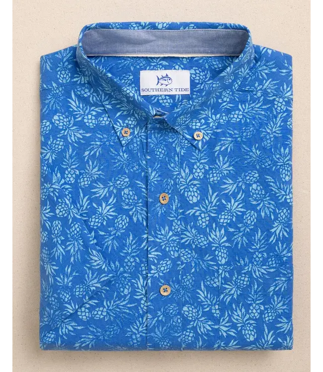 M SS Linen/Rayon Pineapple Parade Sportshirt