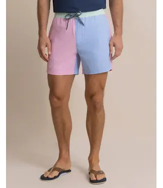 Southern Tide M Colorblock Seersucker Stripe Swim Trunk