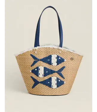 Spartina Straw Fringe Tote Flagler Resort Fish