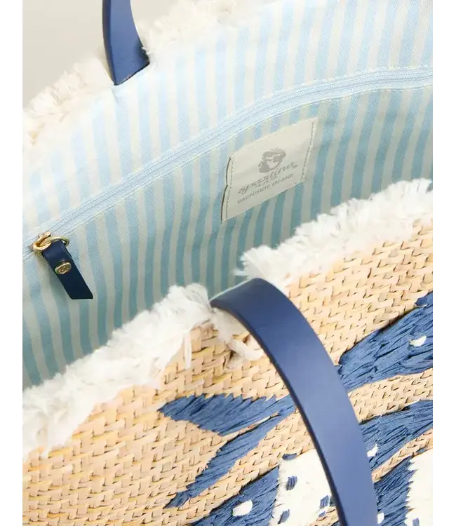 Straw Fringe Tote Flagler Resort Fish
