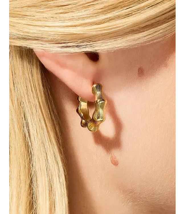 SP Bamboo Hoop Earrings Gold