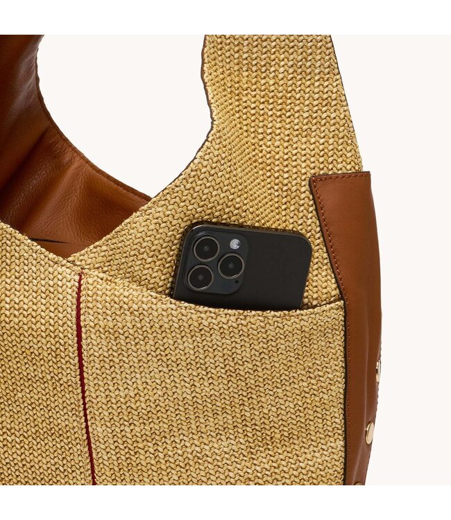 TOM LARGE ZIP-COCOA RAFFIA-G