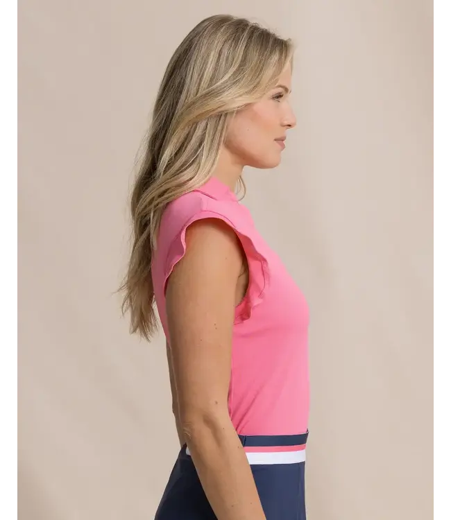 W Dayna Ruffle Polo Tank