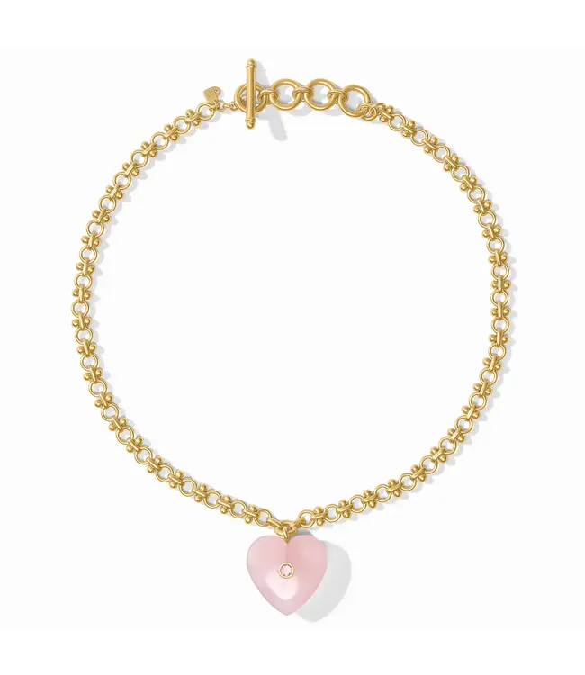 Heart Necklace-Pink Quartz-OS