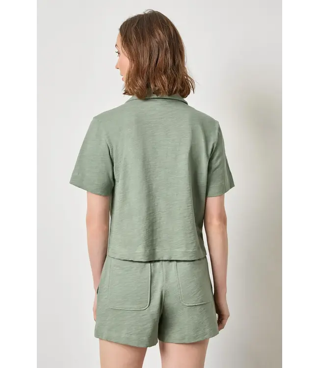 ELBOW SLEEVE BUTTON DOWN TEE