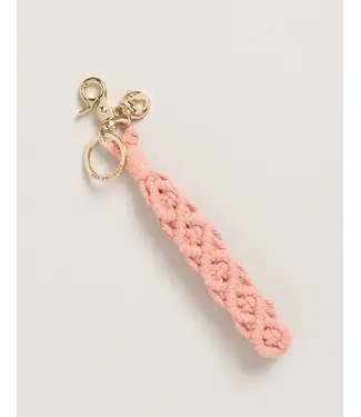 Spartina Macrame Wristlet Keychain Light Pink