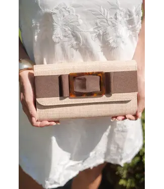 LISI LERCH AVERY CLUTCH - CHOCOLATE FLAT BOW / TORT BUCKLE