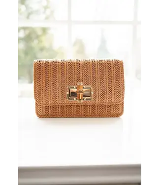 LISI LERCH LILLY STRAW CHESTNUT CLUTCH