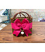 CHARLOTTE MEDIUM BAG - HOT PINK FLUFFY BOW-PEARL RING DROP