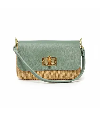 GF0605 LEATHER & RAFFIA CROSSBODY