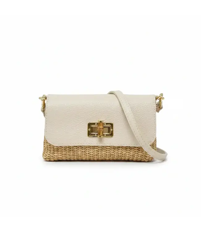 GF0605 LEATHER & RAFFIA CROSSBODY
