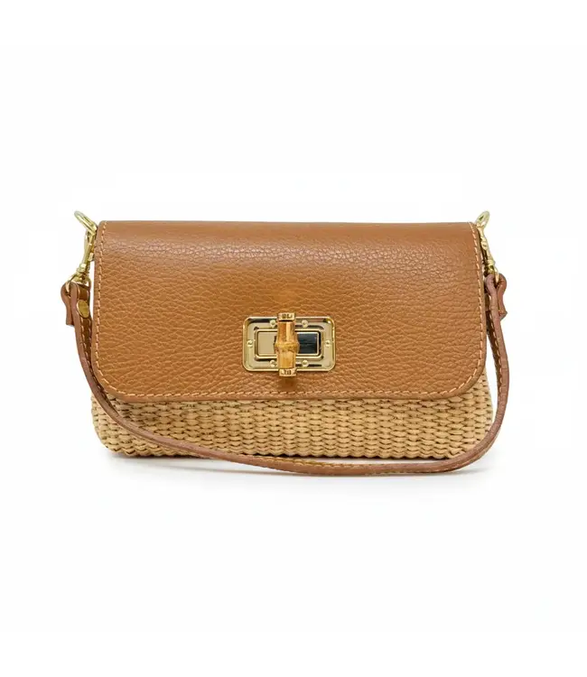 GF0605 LEATHER & RAFFIA CROSSBODY