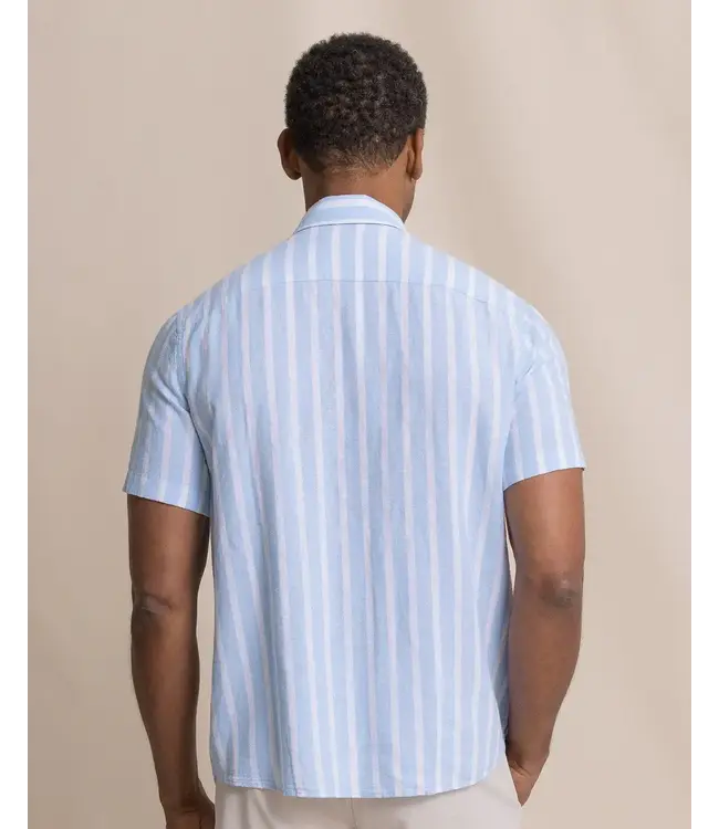 M SS Linen/Rayon Seamark Stripe Sportshirt