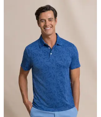 Southern Tide M SS Island Fronds Jaquard Polo