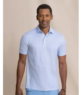 Southern Tide M SS Driver Island View Gingham Printed Polo