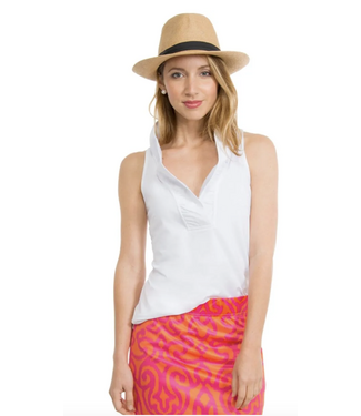 Gretchen Scott RUFFLE NECK SLEEVELESS TOP WHITE XL