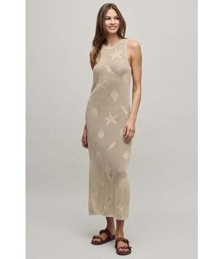 Barefoot Dreams Sunbleached Shell Motif Crew Midi Dress