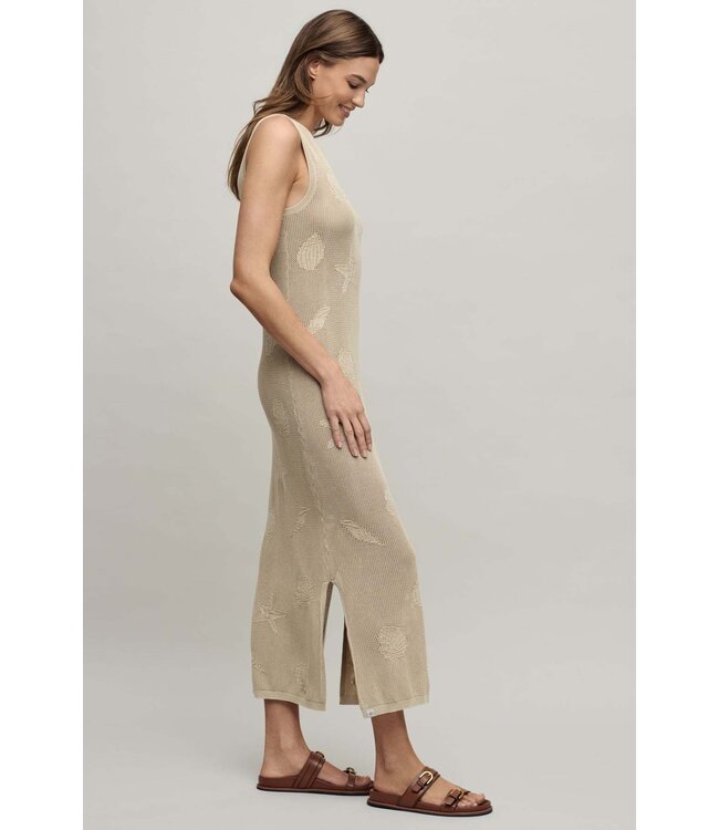 Sunbleached Shell Motif Crew Midi Dress