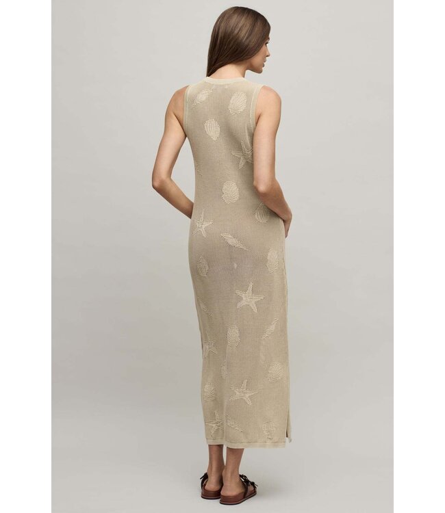 Sunbleached Shell Motif Crew Midi Dress