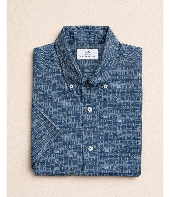M SS Coastal Breeze Nautical Flags Sportshirt