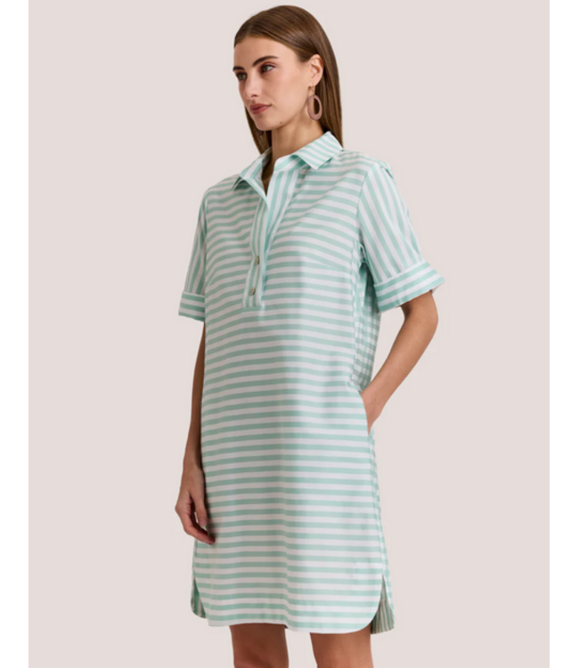 AILEEN SHORT SLEEVE STRIP/GINGHAM DRESS