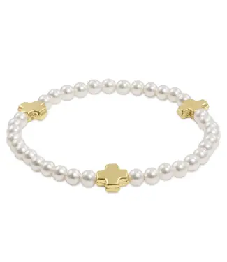 enewton SIGNATURE CROSS PEARL PATTERN 4MM BEAD BRACELET - GOLD