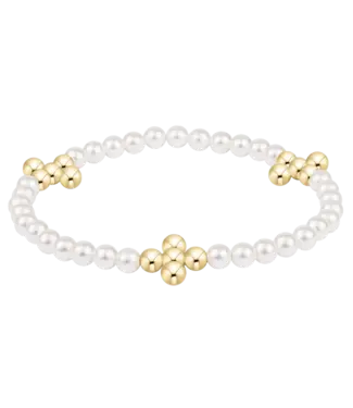 enewton Beaded 4mm Gold Signature Cross 4mm Pearl Bracelet