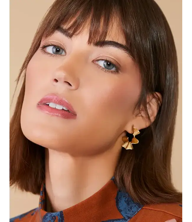 Ruffle Hoop Earrings Gold