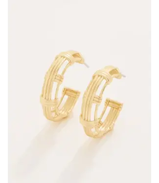 Spartina Basket Weave Hoop Earrings Gold