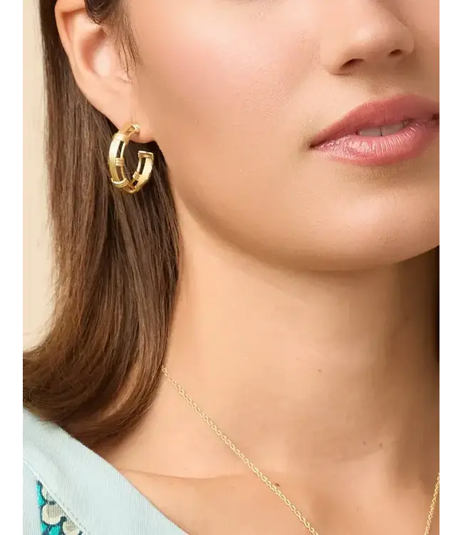 Basket Weave Hoop Earrings Gold