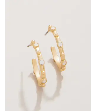 Spartina Bristol Hoop Earrings 20mm White Opal