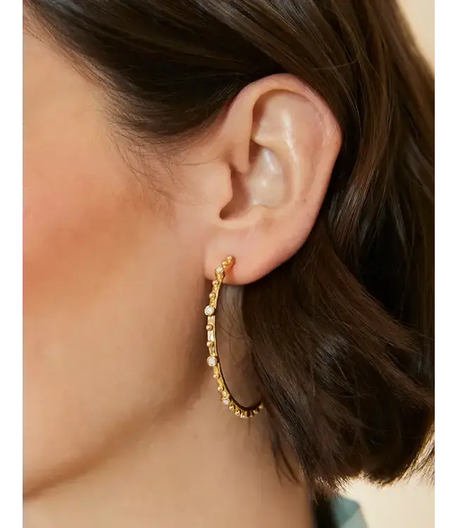 Bristol Hoop Earrings 45mm White Opal