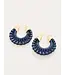 Wicker Hoop Earrings Dark Blue