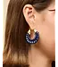 Wicker Hoop Earrings Dark Blue